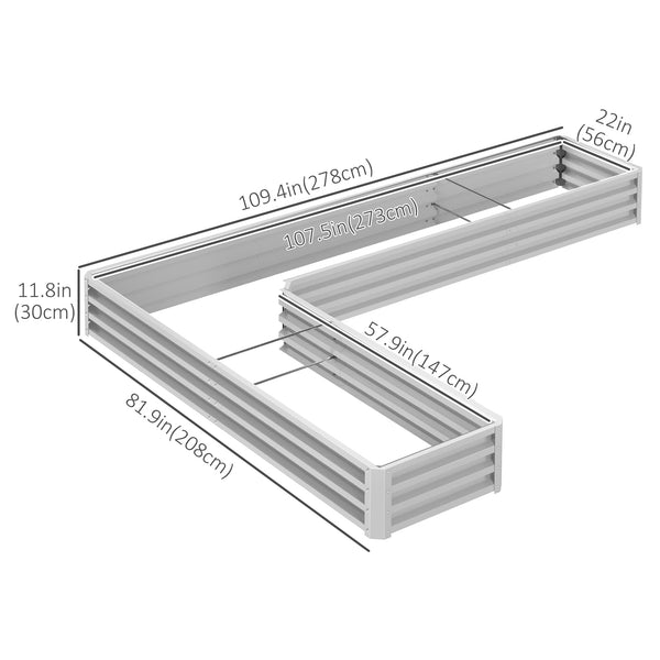 Raised galvanized steel planter with vegetable stakes, silver 