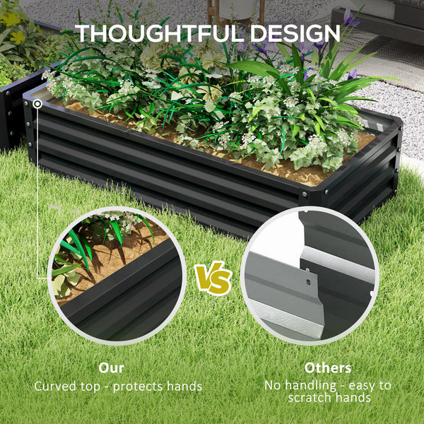 Set of 2 grey galvanized raised planters 