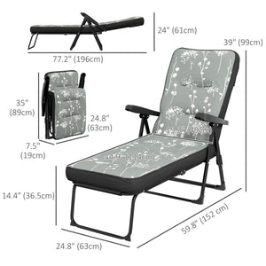 Armchair with folding and reclining padded cushion, grey 