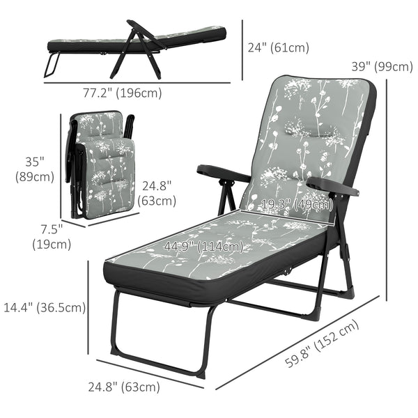 Armchair with folding and reclining padded cushion, grey 