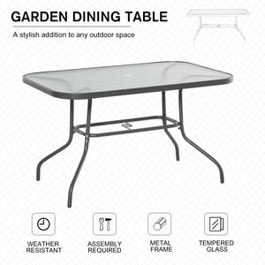 Metal garden table with parasol hole