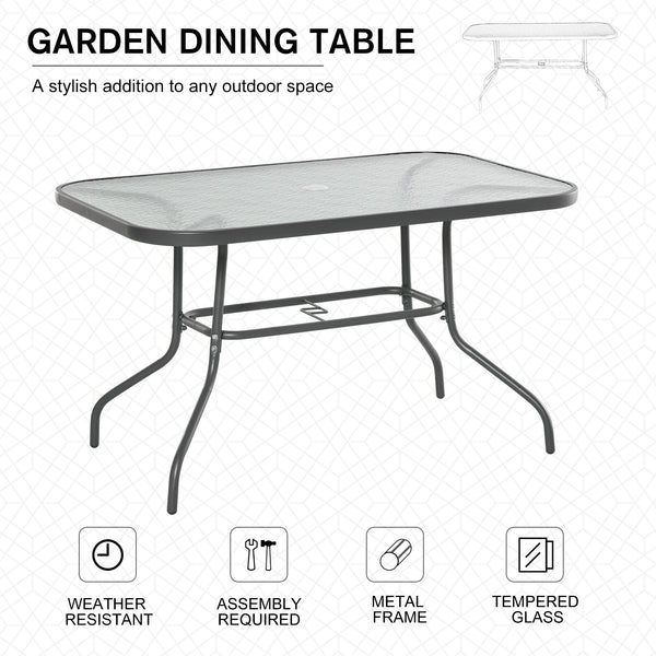 Metal garden table with parasol hole
