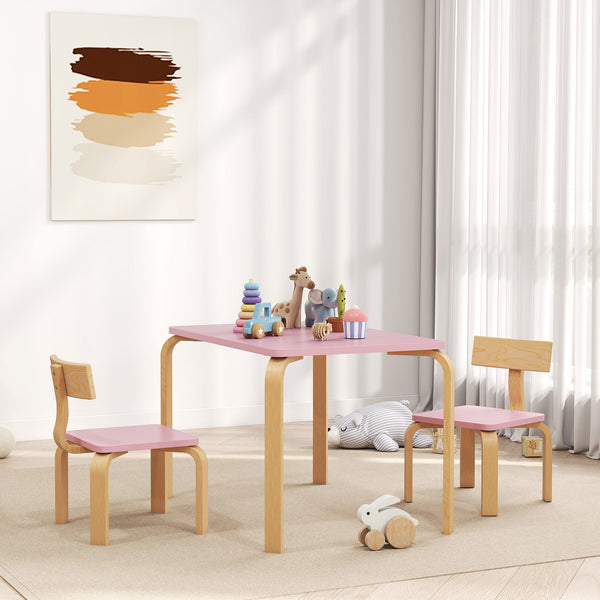 Table and 2 chairs set, pink