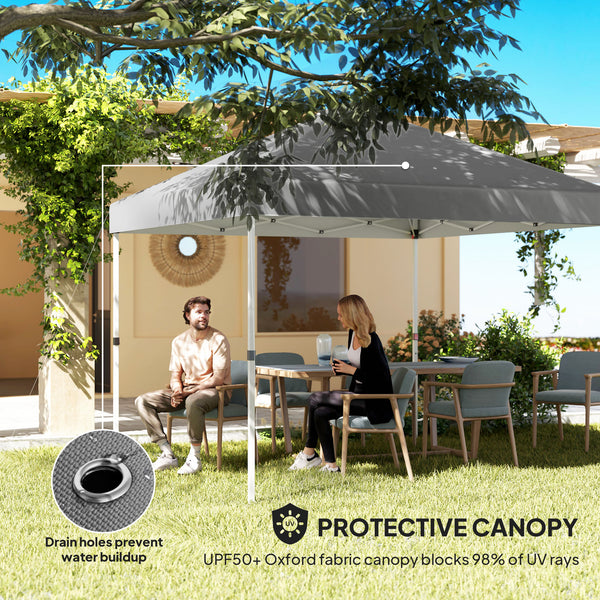 Folding shelter 10 x 10 with 2 half side walls, UV50+ protection, dark grey