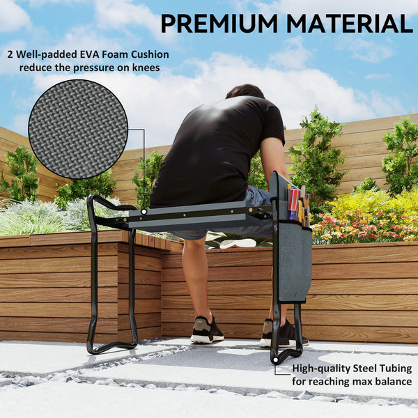 Folding garden bench and kneeler with foam seat