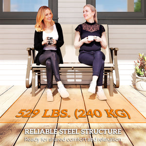 Two-seater outdoor rocking chair with mesh seat and backrest