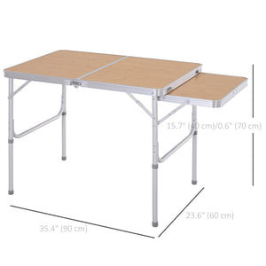 3-legged picnic table with sliding top, in aluminum, adjustable height (2 levels).