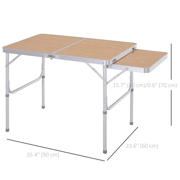 3-legged picnic table with sliding top, in aluminum, adjustable height (2 levels).