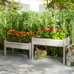 Two-tier raised wooden vegetable garden for flowers, vegetables and herbs