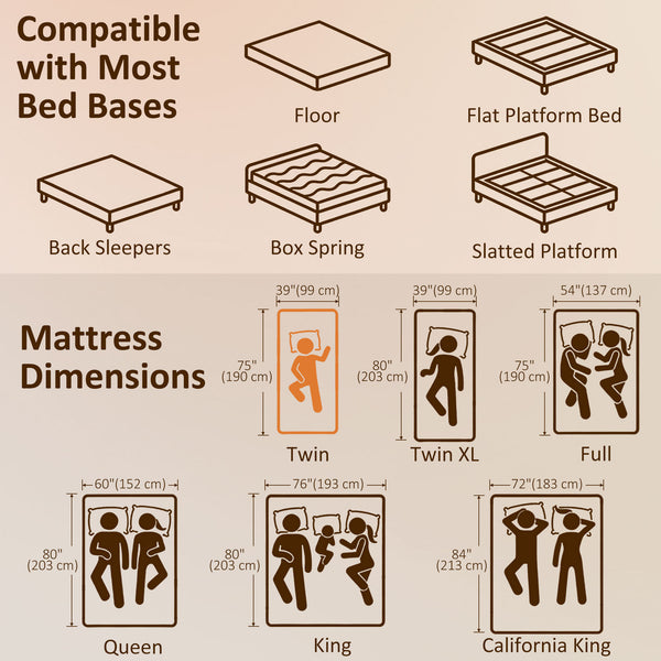 6 in. Gel Memory Foam Twin Mattress, Medium Firm – White and Gray