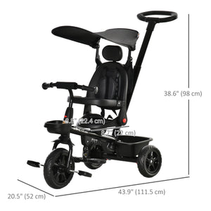 4 in 1 Kids Tricycle with Reversible Angle Adjustable Seat, Black