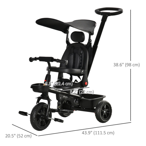 4 in 1 Kids Tricycle with Reversible Angle Adjustable Seat, Black