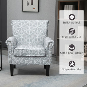 Upholstered accent chair with soft linen fabric, gray