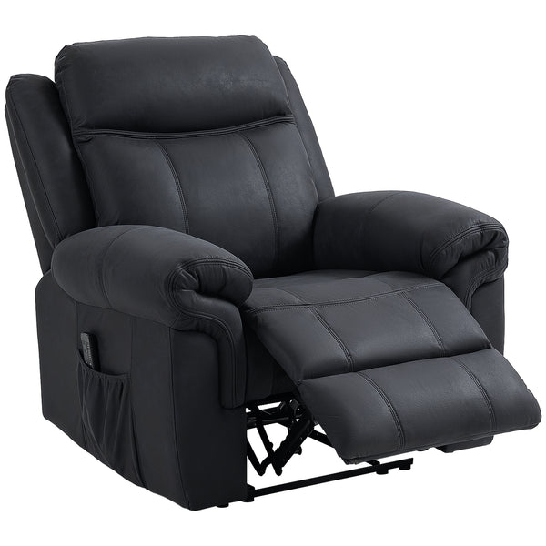 Manual recliner chair with vibration massage, black