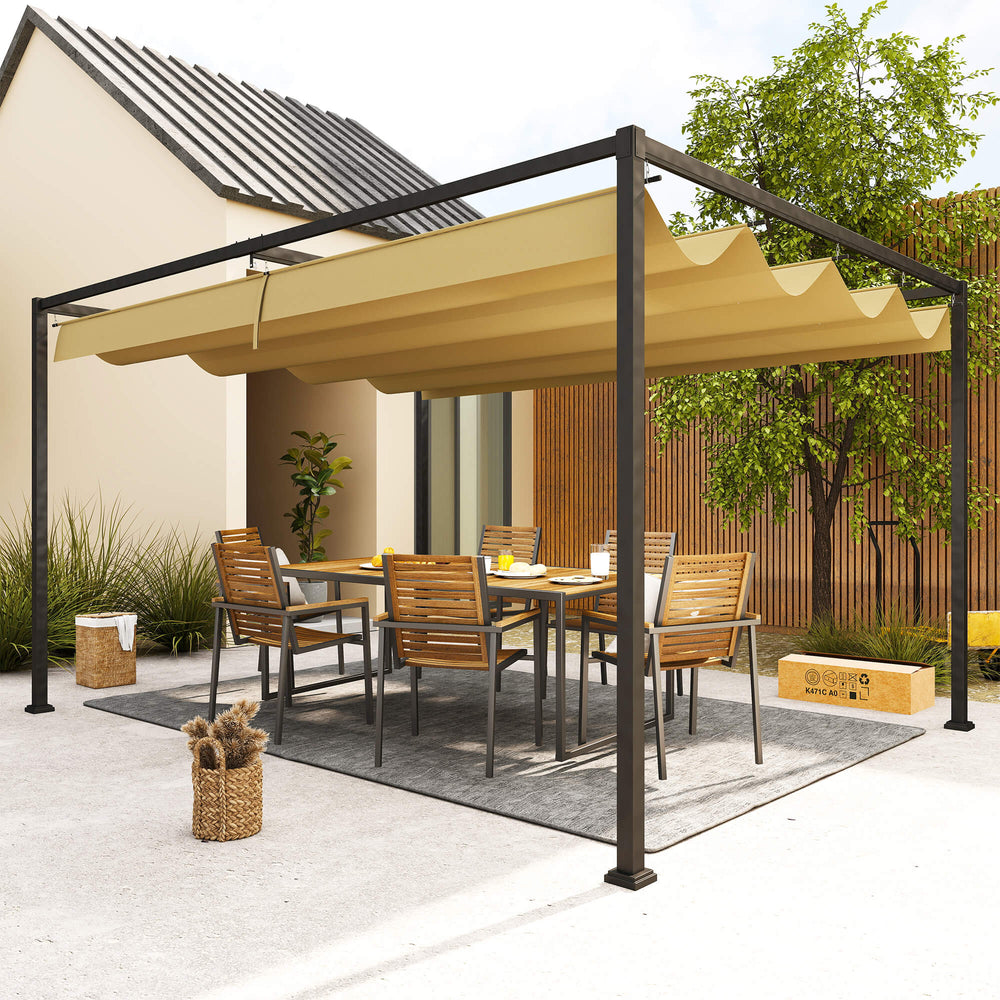 10 x 13 pergola with retractable awning, khaki