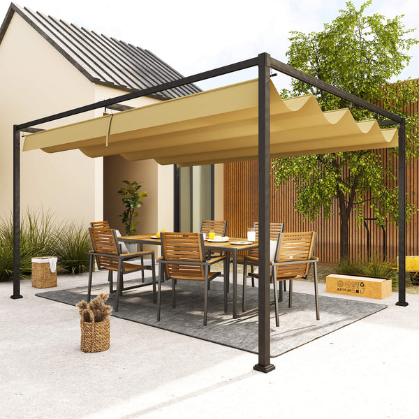 10 x 13 pergola with retractable awning, khaki