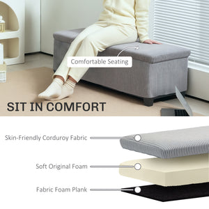 Pouf with storage and velvet cover, light gray