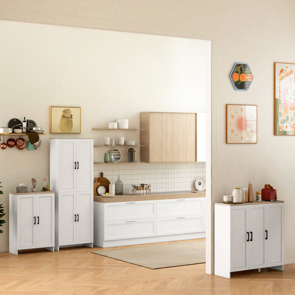 4-door kitchen cabinet with adjustable shelves, white