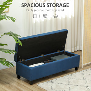 Rectangular upholstered entryway bench, blue