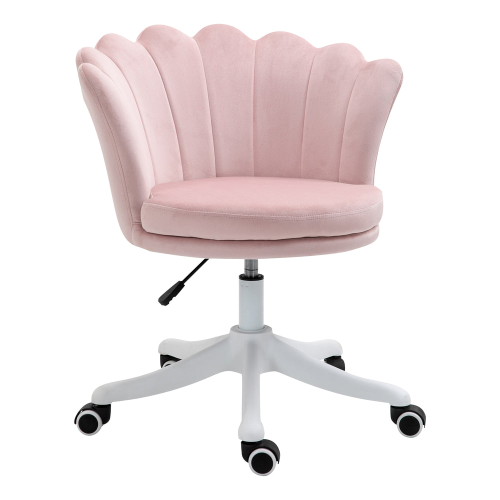 Height-adjustable velvet office chair, pink