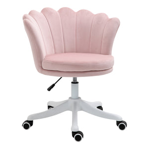 Height-adjustable velvet office chair, pink
