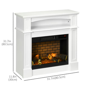 700W/1400W Electric Fireplace with White Mantel