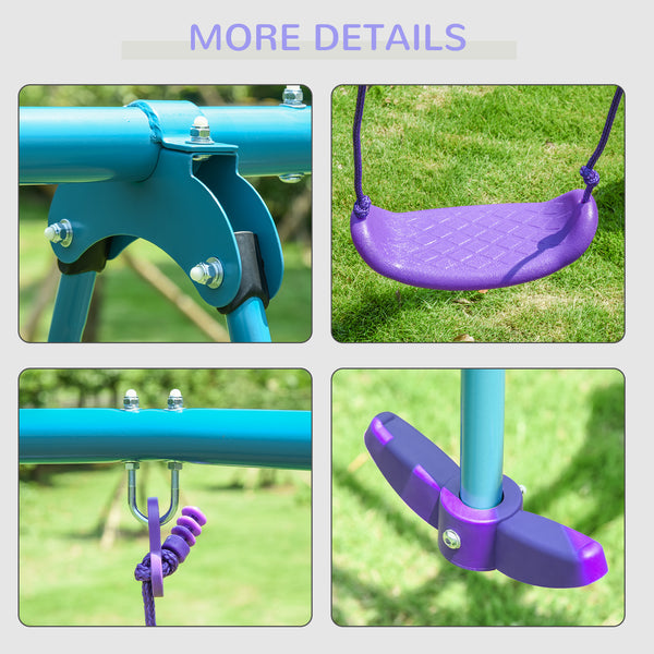 3-in-1 module with double swings and glider, purple