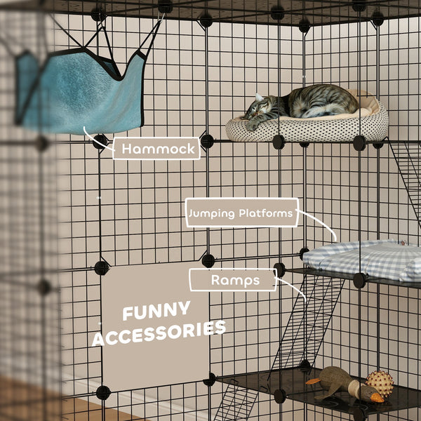 4-level cat cage for 1 to 3 cats with hammock