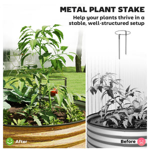 Raised outdoor planter in galvanized steel with metal support, brown wood look