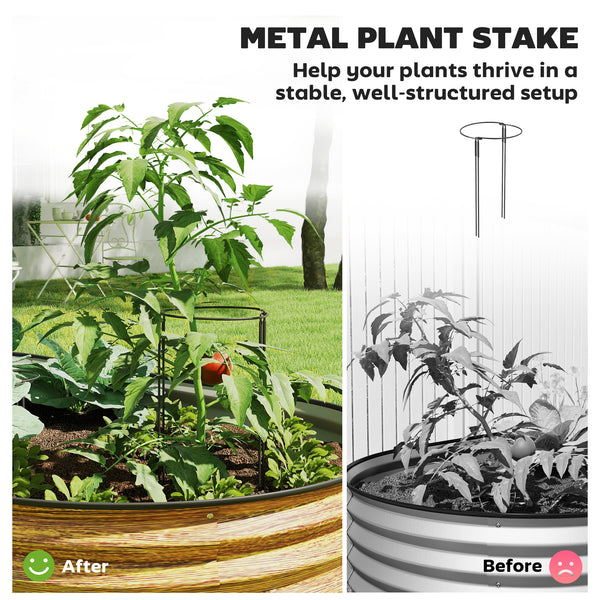 Raised outdoor planter in galvanized steel with metal support, brown wood look