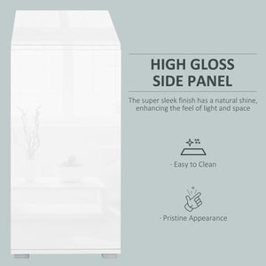 High-gloss lacquered sideboard with 2 drawers, 2 doors and an adjustable shelf, grey and white