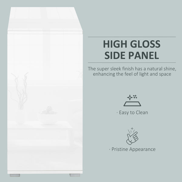 High-gloss lacquered sideboard with 2 drawers, 2 doors and an adjustable shelf, grey and white