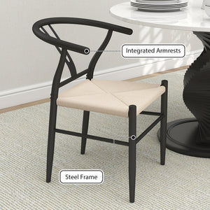 Set of 2 modern style woven fabric dining chairs