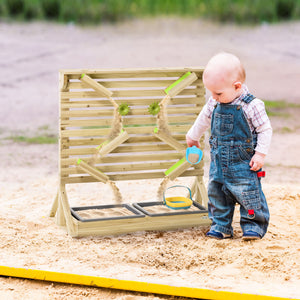 18 Pcs Kids Running Water and Sand Playset Outdoor with Sinks, Wooden Sensory Toys with Colorful Accessories, Gift for Boys and Girls, Aged 3-7 Years Old