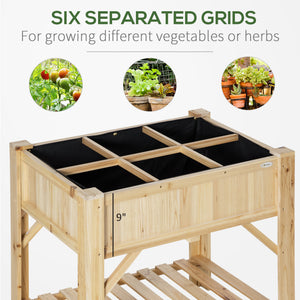 Raised planter with 6 pockets, storage shelf, and non-woven fabric