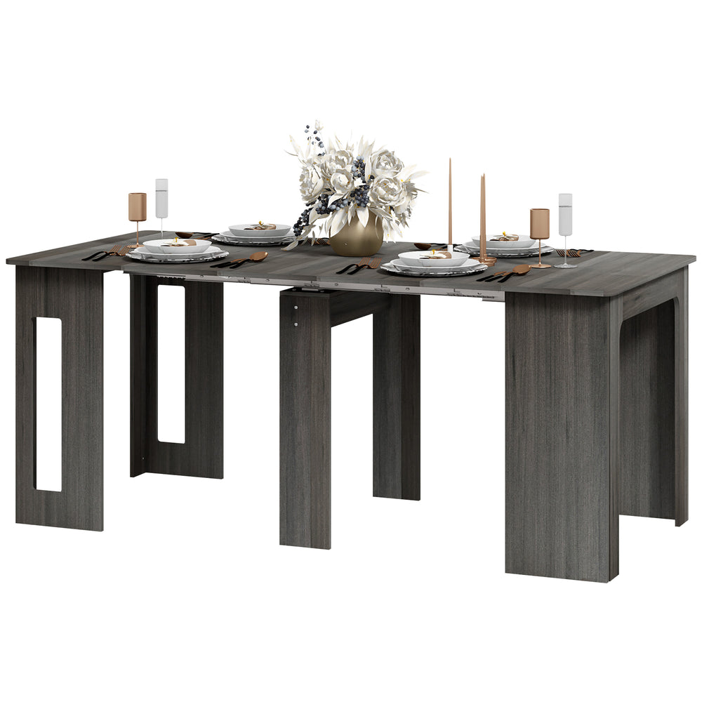 Table pliante et extensible grise pour cuisine ou salle à manger, idéale pour petits espaces, jusqu'à 6 personnes