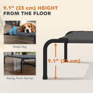 Elevated dog bed with breathable mesh, grey