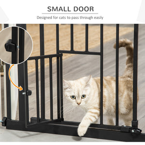 Extra Wide Pressure Fit Retractable Gate with Pet Door