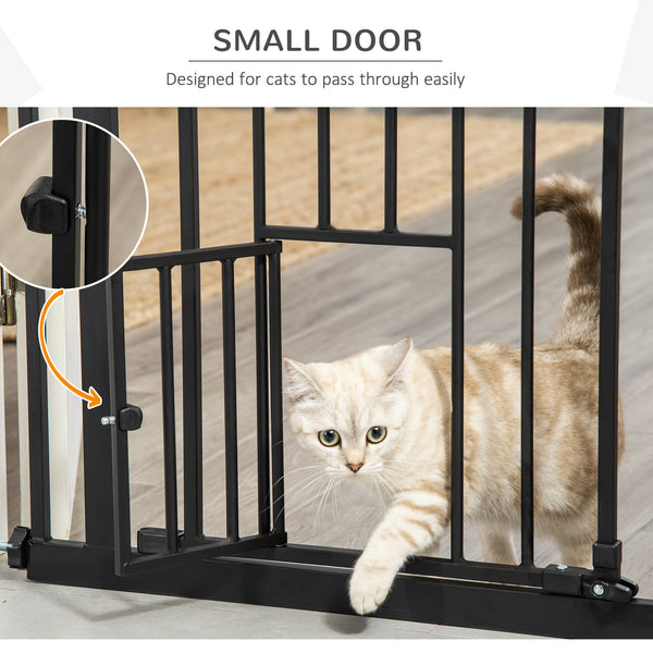 Extra Wide Pressure Fit Retractable Gate with Pet Door