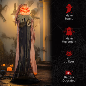 6ft Life Size Halloween Outdoor Ghost Pumpkin Skull Decoration, Sound &amp; Motion Activated