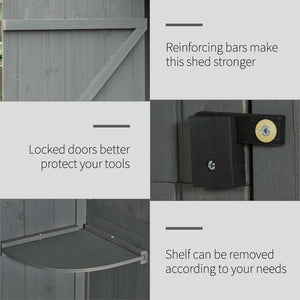 Garden shed with 3 shelves, grey