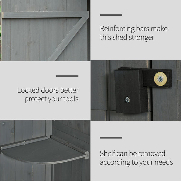 Garden shed with 3 shelves, grey