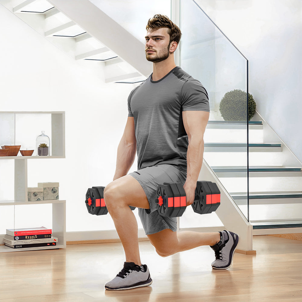 55 lb 6-in-1 Adjustable Dumbbell Set with Barbell, Kettlebell, and Push-up Stands