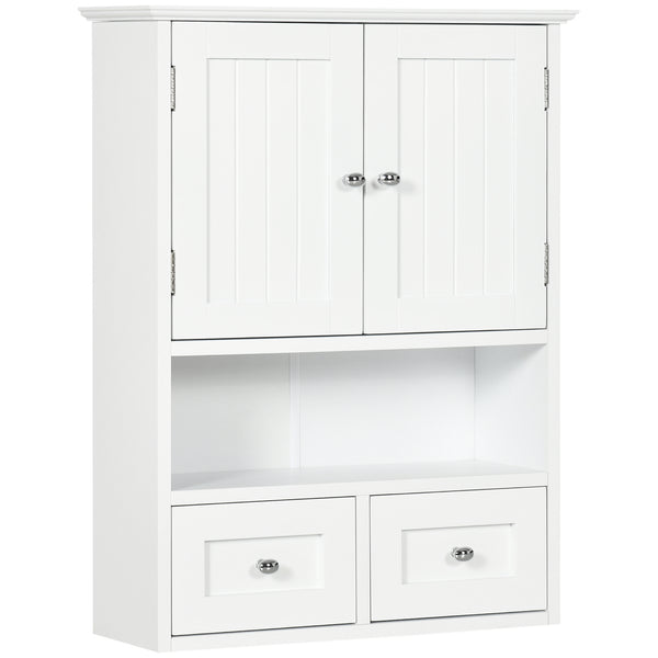 Bathroom wall cabinet with shelf, white