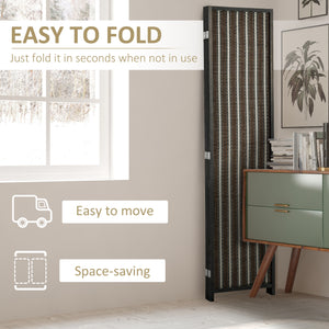 4 Panel Portable Folding Room Divider, Brown