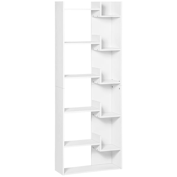 Modern 6-tier tall bookcase, white