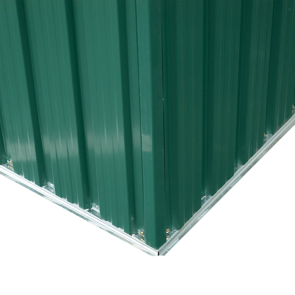 Outdoor metal garden shed, dark green