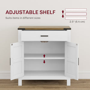 Country-style kitchen buffet with drawer and shelf for living room, white
