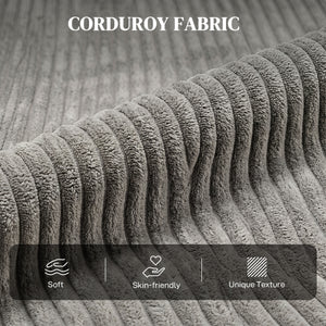 Corduroy recliner with upholstered seat, ideal for the living room, gray