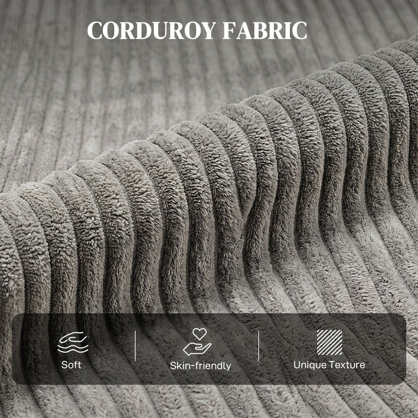 Corduroy recliner with upholstered seat, ideal for the living room, gray